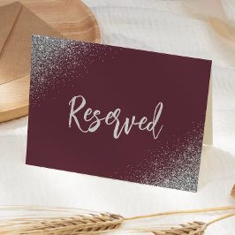 Burgundy Silver Glitter Reserverad Bröllopsplats Kort