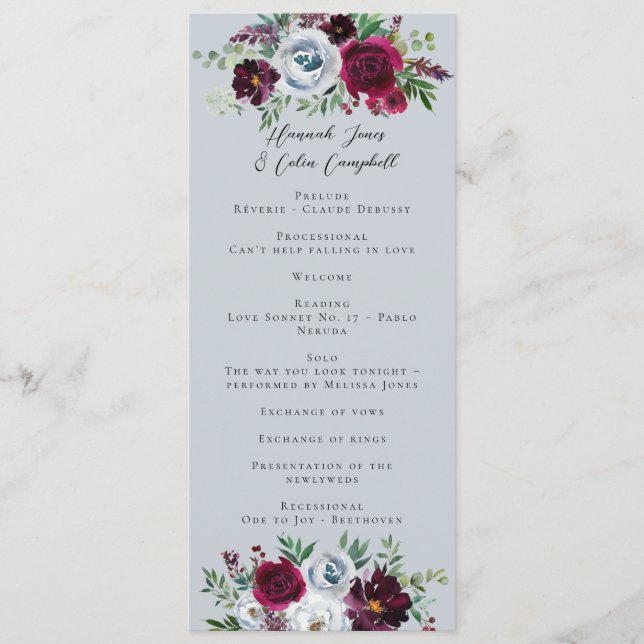 Burgundy Silver Grått Ro botaniskt Program (Framsida)