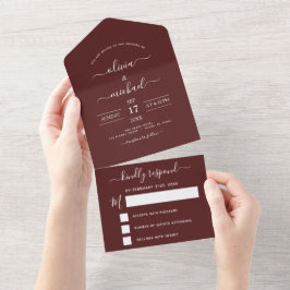 Burgundy Simple Bröllop Modern Typography Romantic