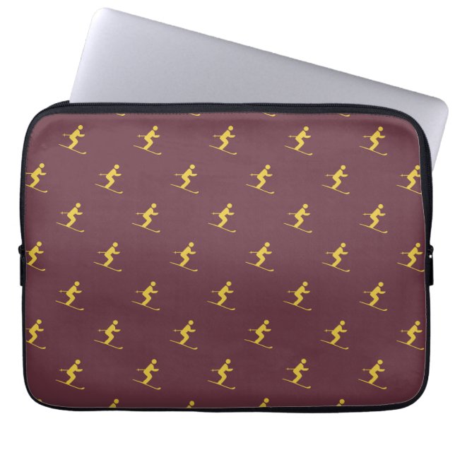 Burgundy Skier Laptop sleeve (Framsidan)