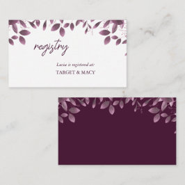 Burgundy skogslöv Bröllopsdop Förvaringskort Tilläggskort