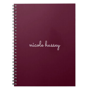 Burgundy-skript Snyggt Monogram Modern Anteckningsbok