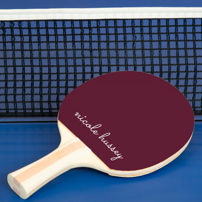 Burgundy-skript | Snyggt Monogram Modern Pingisracket (Insitu)