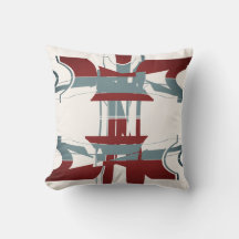 Burgundy Slate Blue Off White Geometric Art Design