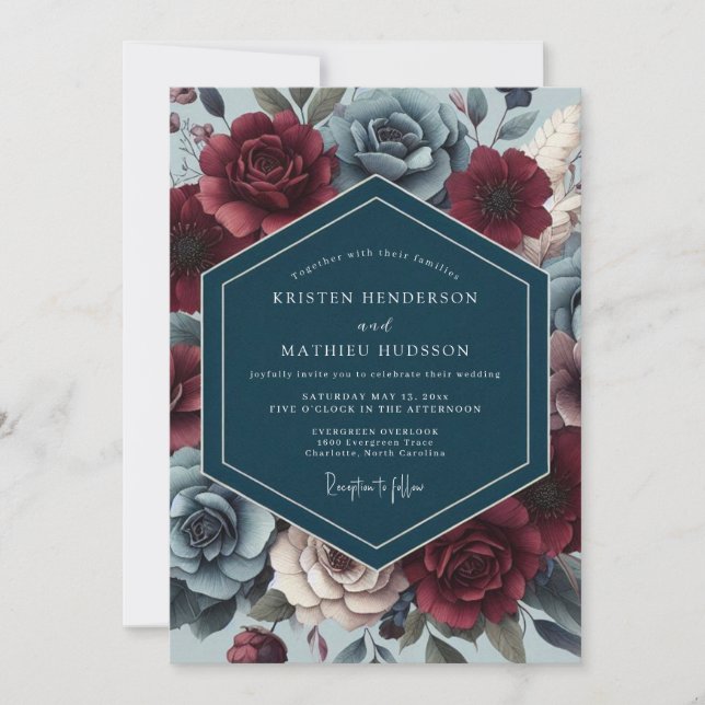 Burgundy Slate Gloaming Wedding Inbjudningar (Framsida)