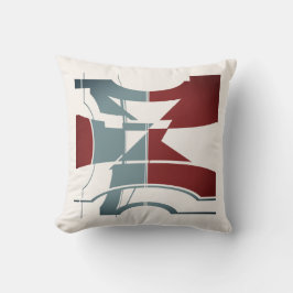 Burgundy Slate Off-white Curved Geometric Design Kudde