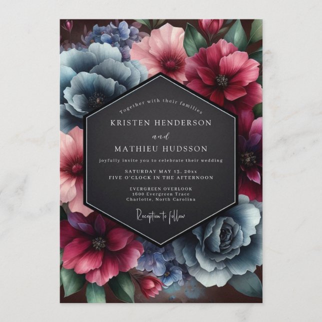 Burgundy Slate Renaissance Wedding Inbjudningar (Framsida)