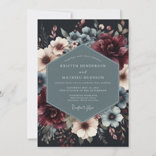 Burgundy Slate Vesperal Wedding Inbjudningar (Framsida)