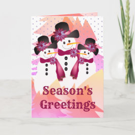 Burgundy Snögubbe med Polka dots Helgkort