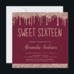 Burgundy-sötaren ro Guld 16 födelsedag Inbjudningar<br><div class="desc">Rosa - Ro Guld och Burgundy Marsala Sparkly Dripping Glitter Sweet 16 Födelsedagsfest inbjudan . Det här är perfekt Sweet sixteen Birthday-inbjudan till en modern Gnistra för Guld och Rosa i Ro Rosa Gnistra Födelsedagsfest Girly i Glitter. Kontakta designern om du vill matcha anpassade objekt.</div>