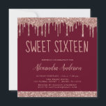 Burgundy-sötaren ro Guld 16 födelsedag Inbjudningar<br><div class="desc">Rosa - Ro Guld och Burgundy Marsala Sparkly Dripping Glitter Sweet 16 Födelsedagsfest inbjudan . Det här är perfekt Sweet sixteen Birthday-inbjudan till en modern Gnistra för Guld och Rosa i Ro Rosa Gnistra Födelsedagsfest Girly i Glitter. Kontakta designern om du vill matcha anpassade objekt.</div>