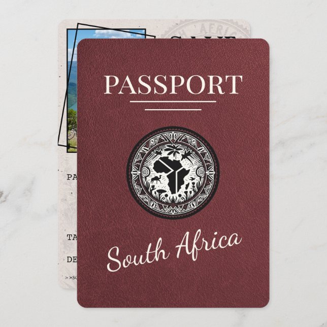 Burgundy South Afrika Passport Spara Datumet (Fram/baksida)