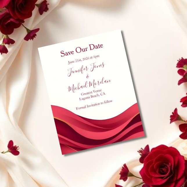 Burgundy  spara datumet (Burgundy  Save The Date)