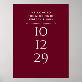 Burgundy Specialdatum Välkomstskylt för Bröllop Poster