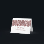 Burgundy spets elegant tack för bröllop<br><div class="desc">Marsala spets bröllop tack-kort</div>