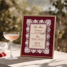 Burgundy Spetsram Bröllopsbarmeny