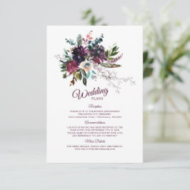 Burgundy Splendor Boho Blommigt Bröllop Plans Tilläggskort