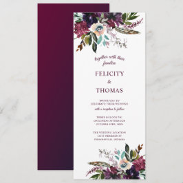 Burgundy Splendor Boho Blommigts White Bröllop Inbjudningar