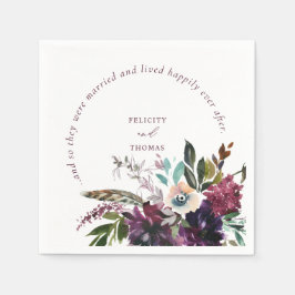 Burgundy Splendor lyckligtvis efter Bröllop i vitt Pappersservett