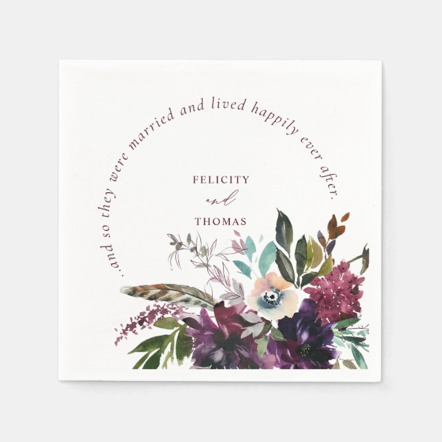 Burgundy Splendor lyckligtvis efter Bröllop i vitt Pappersservett (Framsidan)