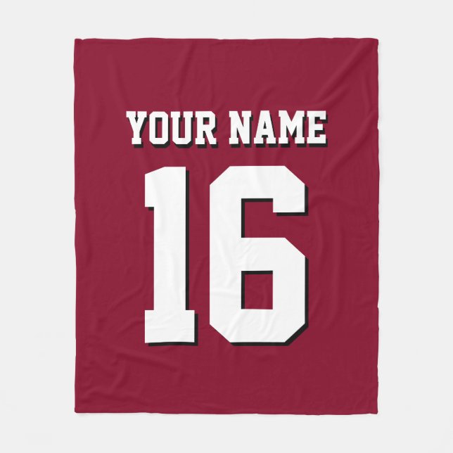 Burgundy Sporty Team Jersey Fleecefilt (Framsidan)