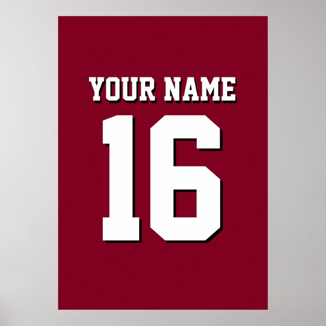 Burgundy Sporty Team Jersey Poster (Framsidan)