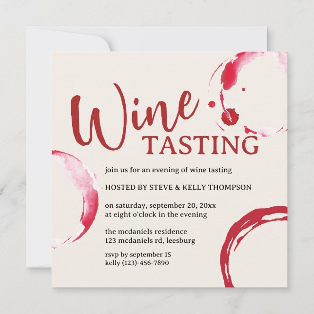 Burgundy Stain Wine Tasting Invitation Inbjudningar (Framsida)