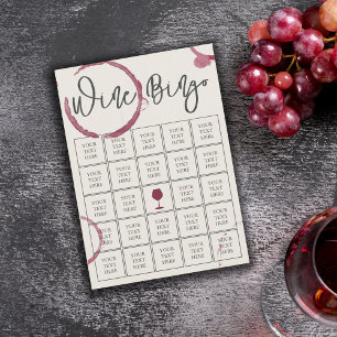 Burgundy Stains Vin Bingo Card Inbjudningar