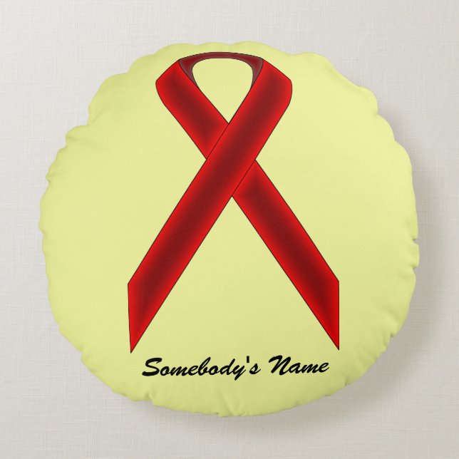 Burgundy Standard Ribbon av Kenneth Yoncich Rund Kudde (Framsidan)