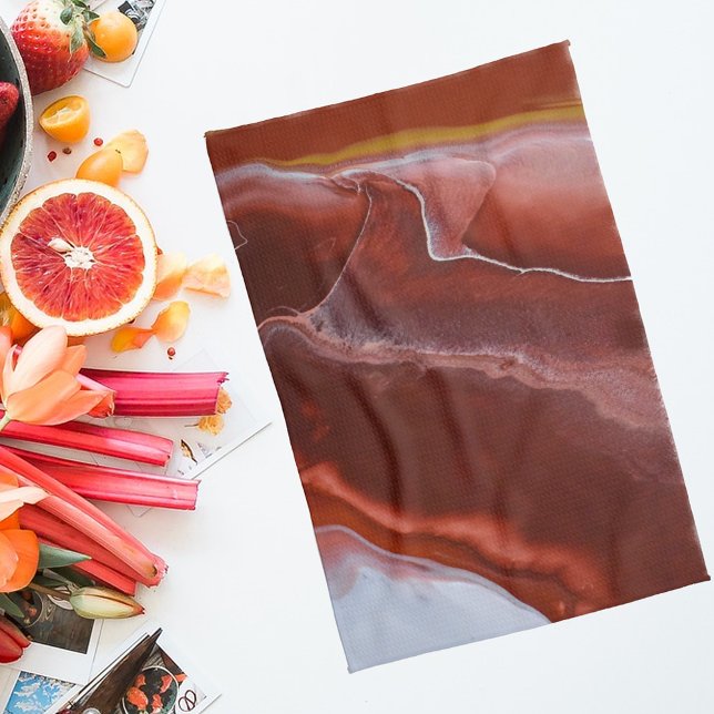 Burgundy Sten Marmor Röd Abstrakt Fluid Kök Kökshandduk (Skapare uppladdad)