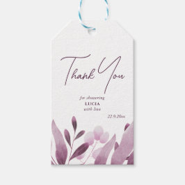 Burgundy Stora Blad Bröllopsfest Tack Presentetikett