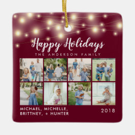 Burgundy String Ljus 8 Photo Helgdag Julgransprydnad Keramik