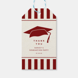 Burgundy Stripes Custom Graduation Party Favor Presentetikett
