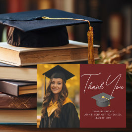 Burgundy Student Photo Personlig Studenten Tack Kort