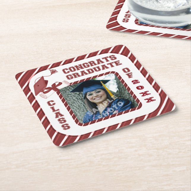 Burgundy Studenten School Party Underlägg Papper Kvadrat (Vinklad)