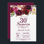 Burgundy Surprise Blommigt 30års födelsedag Party Inbjudningar<br><div class="desc">Burgundy Blommigt Surprise 30års födelsedag Party bjudan till kvinnor. Burgundy Red Födelsedagsfest Inbjudan. Blommigt av brinnande vattenfärg 13:e 16:e 18:e 20:e 30:e 40:e 60:e 70:e 80:e 90:e 100:e, alla åldrar. Utskriftsformat digitalt.Om du vill göra ytterligare anpassningar klickar du på knappen Anpassa och användor verktygen som är utformat för att ändra...</div>