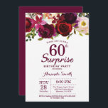 Burgundy Surprise Blommigt 60:e Födelsedagsfesten Inbjudningar<br><div class="desc">Burgundi Blommigt Överraskning 60 Födelsedagsfest inbjudan för kvinnor. Burgundy Red Födelsedagsfest Inbjudan. Blommigt av brinnande vattenfärg 13:e 16:e 18:e 20:e 30:e 40:e 60:e 70:e 80:e 90:e 100:e, alla åldrar. Utskriftsformat digitalt. Om du vill göra ytterligare anpassningar klickar du på knappen Anpassa och användor verktygen som är utformat för att ändra...</div>