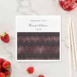 Burgundy Svart Fals Lace Bröllop Pappersservett