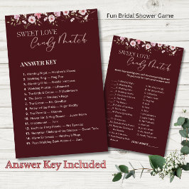 Burgundy Sweet Love Candy Match Answer Key