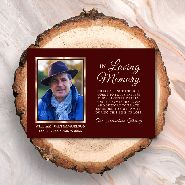 Burgundy Sympathy Funeral Memory TACK Photo Kort (Skapare uppladdad)