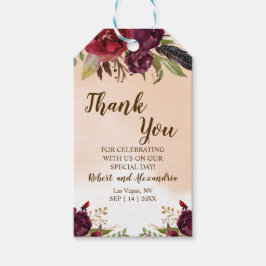 Burgundy | Tack för kommande bröllopsförmån Presentetikett