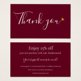 Burgundy-Tack för köp-rabatteringskort Visitkort