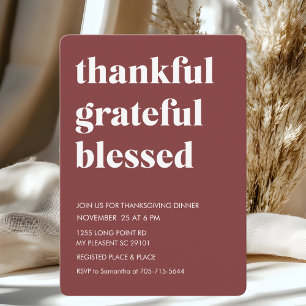 Burgundy tacksam, tacksam, välsignad Thanksgiving Inbjudningar