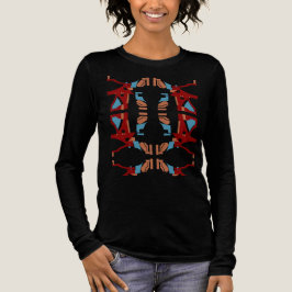Burgundy Tan Blue Abstrakt Art Mediterranean look T Shirt