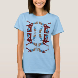 Burgundy Tan Blue Abstrakt Mediterranean-inspirera T Shirt