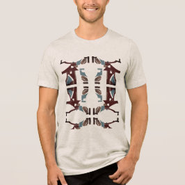 Burgundy Tan Blue Abstrakt Mediterranean Southwest T Shirt