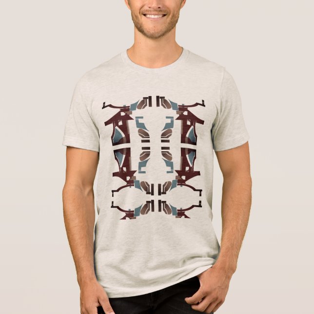 Burgundy Tan Blue Abstrakt Mediterranean Southwest T Shirt (Framsida)