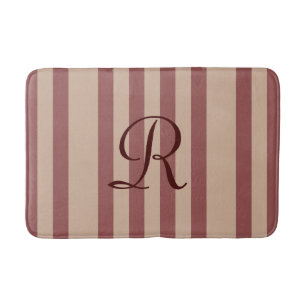 Burgundy/Tan-fälgad monogrammad platta, badplatsma Badrumsmatta