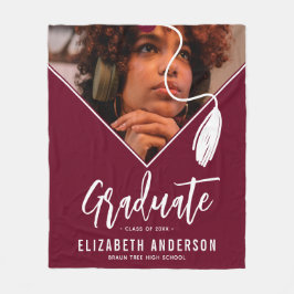 Burgundy Tassel Cap Photo Studenten Fleecefilt