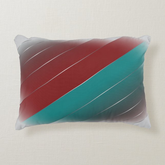Burgundy teal på grått prydnadskudde (Framsidan)